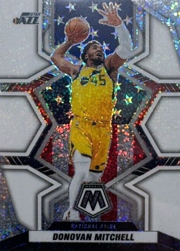 Donovan Mitchell 2021 Mosaic #253 National Pride - White Sparkle /(SSP) RAW