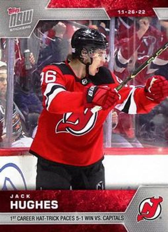 Jack Hughes 2022 Topps Now NHL Stickers #81 Base RAW
