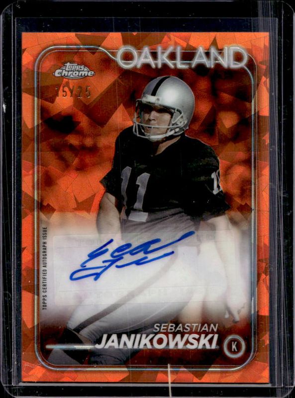 Sebastian Janikowski 2024 Topps Chrome Sapphire Edition #BA-SJA Autographs - Orange /25 RAW