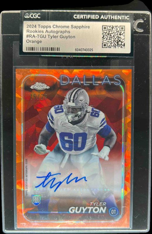Tyler Guyton 2024 Topps Chrome Sapphire Edition #RA-TGU Rookie Autographs - Orange /25 RAW