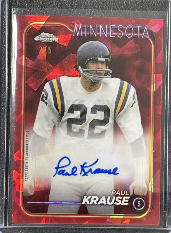 Paul Krause 2024 Topps Chrome Sapphire Edition #BA-PKR Autographs - Red /5 RAW