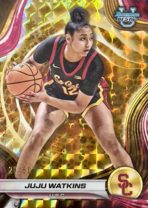 JuJu Watkins 2024 Bowman Best University #37 Gold Geometric Refractor /50 RAW