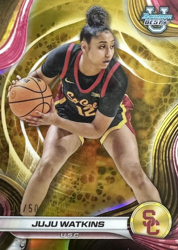 JuJu Watkins 2024 Bowman Best University #37 Gold Refractor /50 RAW