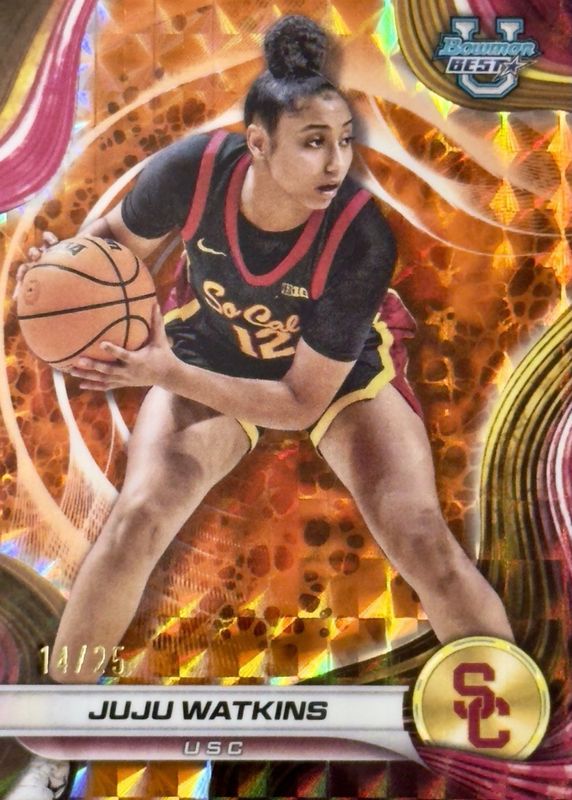 JuJu Watkins 2024 Bowman Best University #37 Orange Geometric Refractor /25 RAW