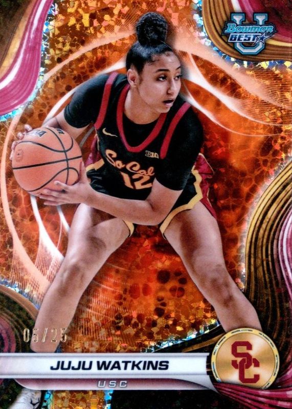 JuJu Watkins 2024 Bowman Best University #37 Orange Mini-Diamond Refractor /25 RAW