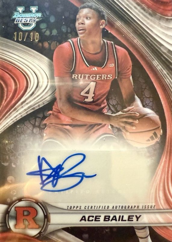 Ace Bailey 2024 Bowman Best University #B24-AB Best of 2024 Autographs - Black Refractor /10 RAW