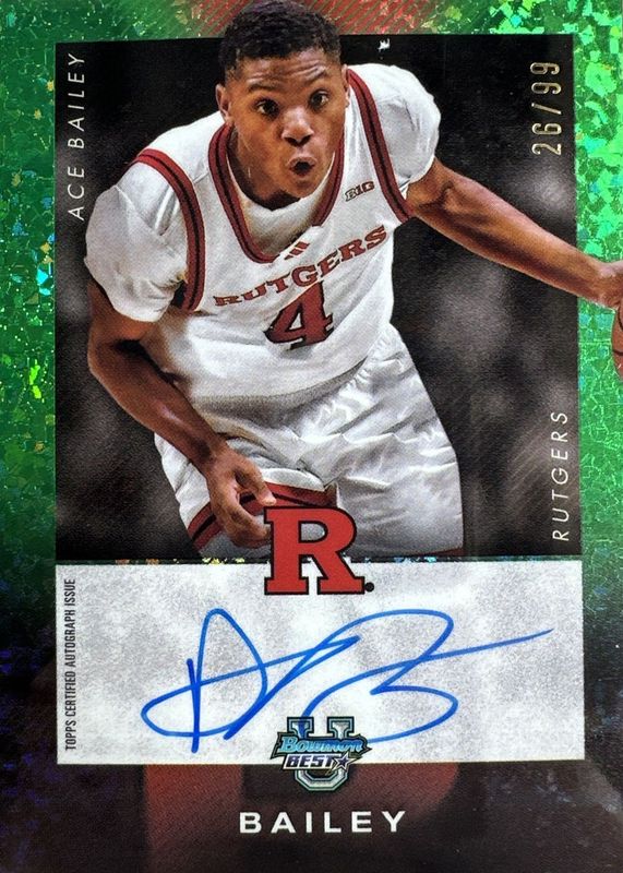 Ace Bailey 2024 Bowman Best University #B24-AB Best of 2024 Autographs - Green Mini-Diamond Refractor /99 RAW