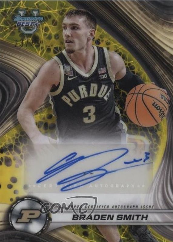 2024 Bowman Best University #B24-BS Best of 2024 Autographs - Yellow Lazer Refractor /75