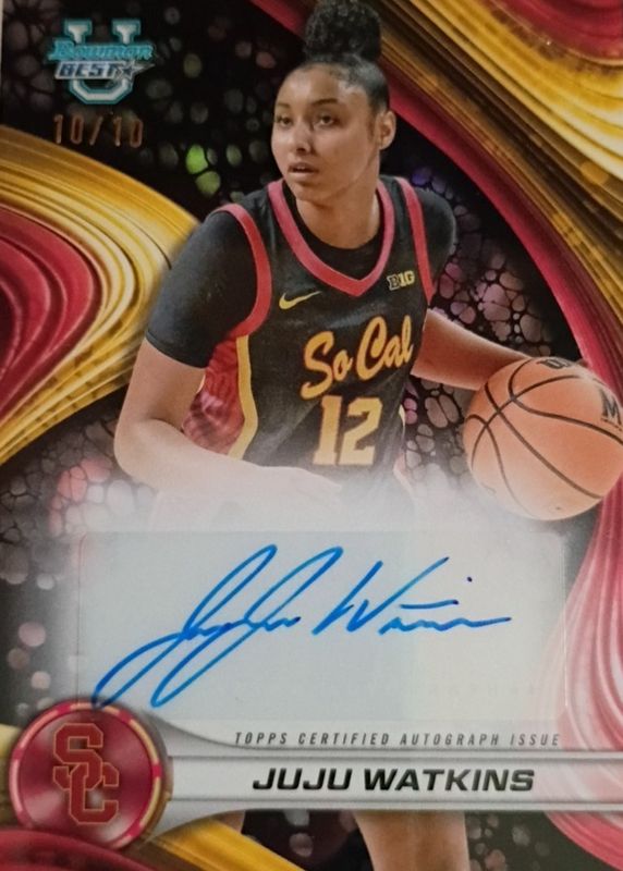 JuJu Watkins 2024 Bowman Best University #B24-JW Best of 2024 Autographs - Black Refractor /10 RAW