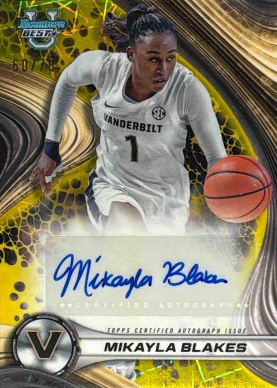 2024 Bowman Best University #B24-MB Best of 2024 Autographs - Yellow Lazer Refractor /75