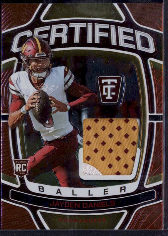 Jayden Daniels 2024 Totally Certified #6 Certified Baller - Mirror Red /99 Rookie RAW