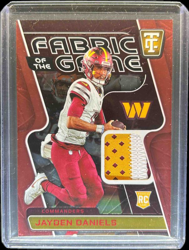 Jayden Daniels 2024 Totally Certified #6 Fabric of the Game Rookies - Mirror Red /99 RAW