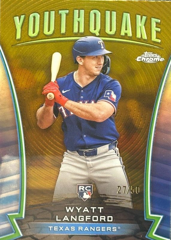 Wyatt Langford 2024 Topps Chrome Update #YQ-57 Youthquake - Gold Refractor /50 Rookie SGC 9.5