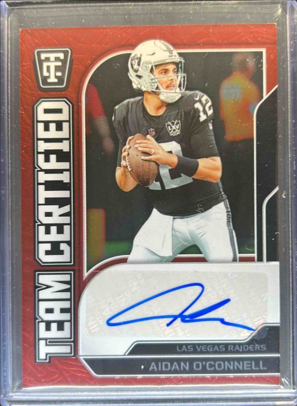 Aidan O'Connell 2024 Totally Certified #7 Team Certified Signatures - Mirror Red /100 RAW