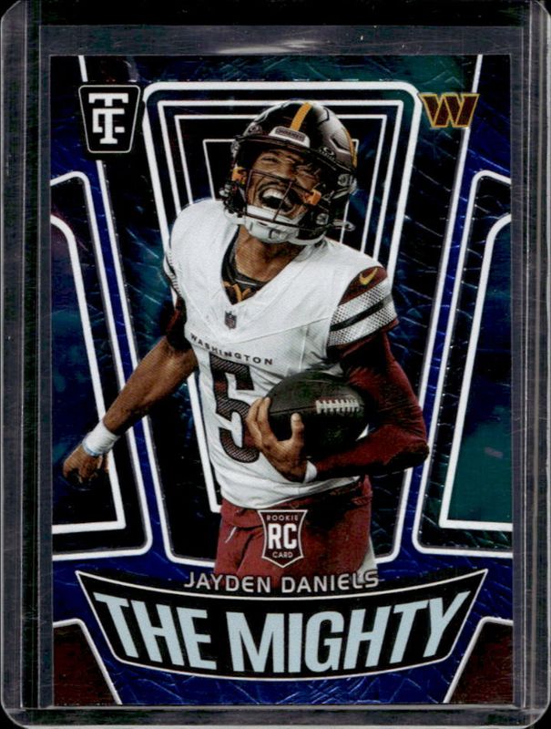Jayden Daniels 2024 Totally Certified #18 The Mighty - Mirror Blue /199 Rookie RAW