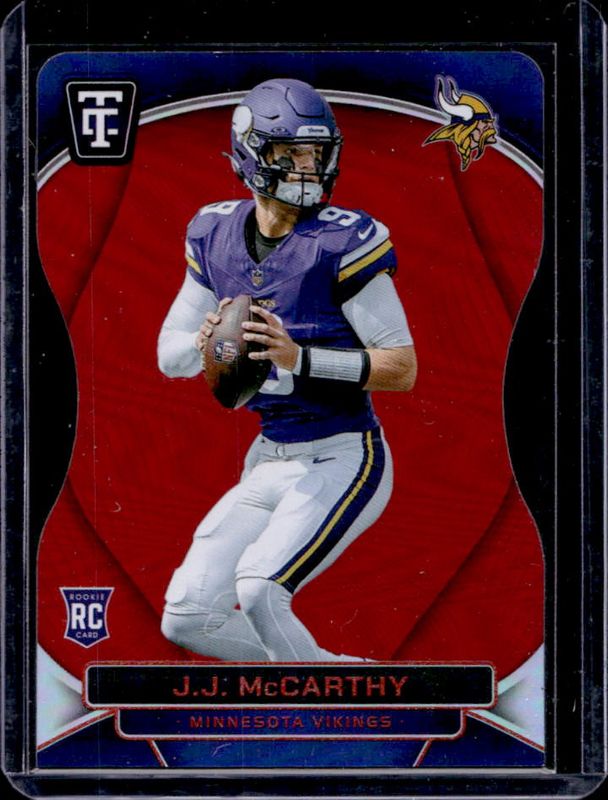 JJ McCarthy 2024 Totally Certified #127 Rookies - Mirror Platinum Red die-cut /175 RAW