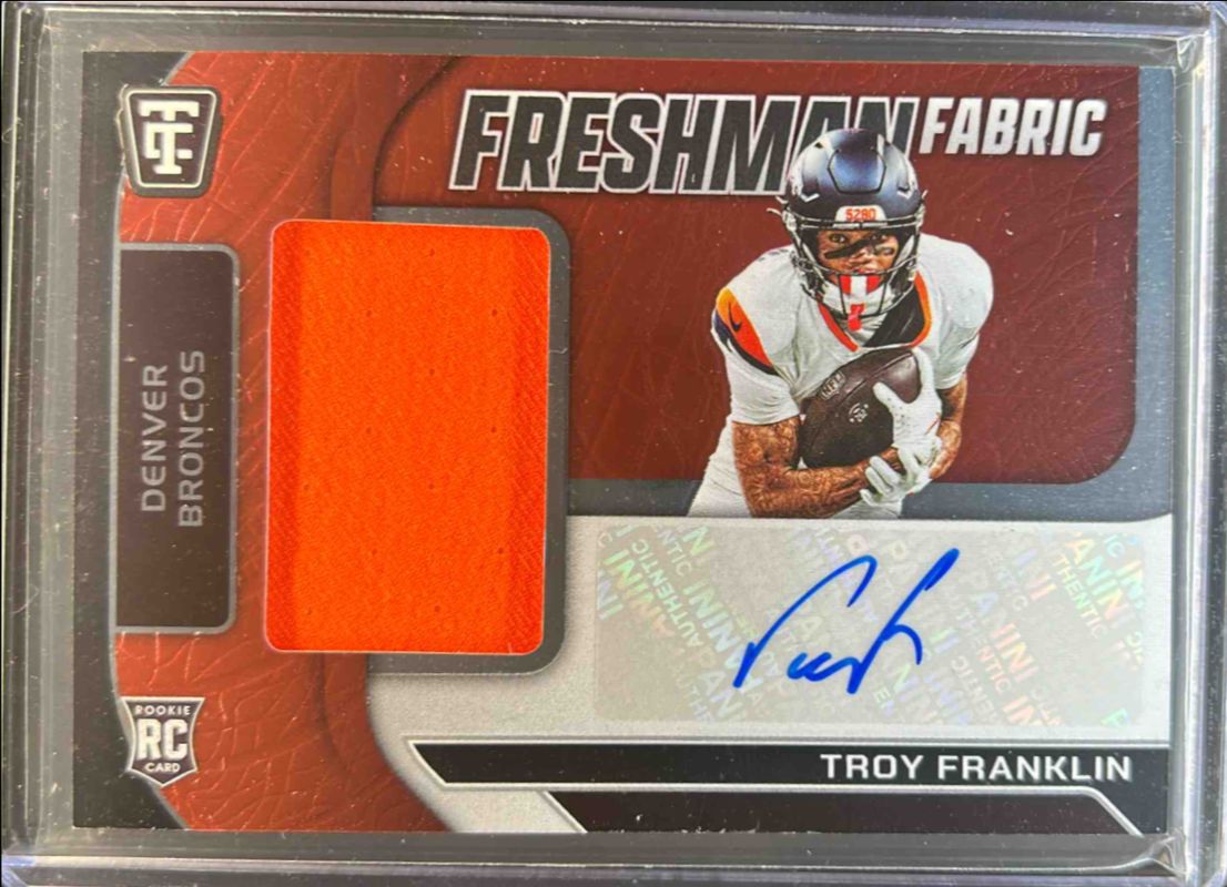 Troy Franklin 2024 Totally Certified #11 Freshman Fabric Signatures - Mirror Red /100 Rookie RAW