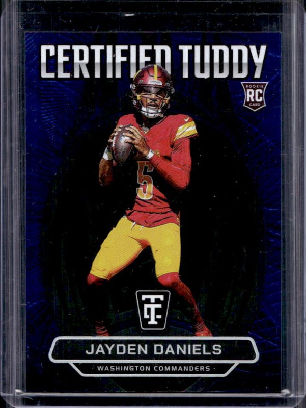 Jayden Daniels 2024 Totally Certified #4 Certified Tuddy - Mirror Blue /199 Rookie RAW