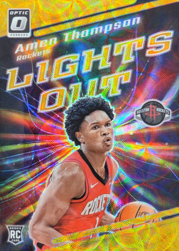 Amen Thompson 2023 Optic #15 Lights Out - International Gold /10 Rookie RAW
