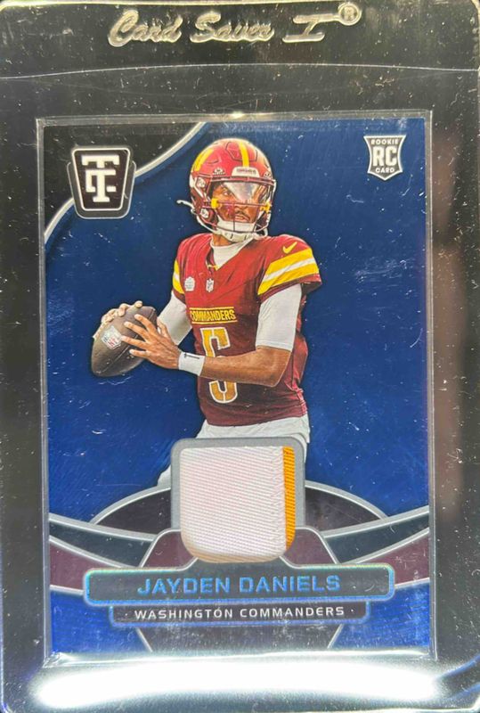 Jayden Daniels 2024 Totally Certified #6 Totally Certified Materials - Mirror Blue /75 Rookie RAW