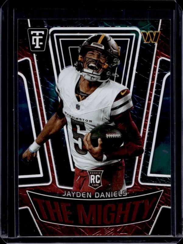 Jayden Daniels 2024 Totally Certified #18 The Mighty - Mirror Red /249 Rookie RAW