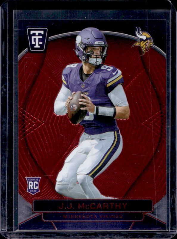 JJ McCarthy 2024 Totally Certified #127 Rookies - Mirror Red /249 RAW