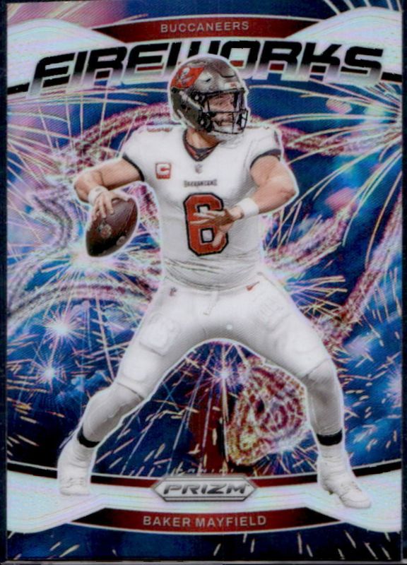 Baker Mayfield 2024 Prizm #6 Fireworks - Silver RAW
