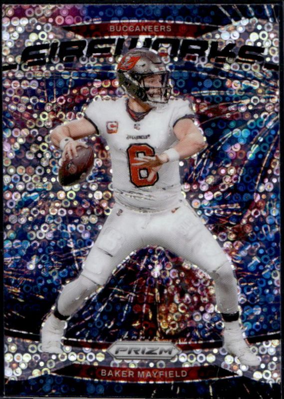 Baker Mayfield 2024 Prizm #6 Fireworks - No Huddle RAW