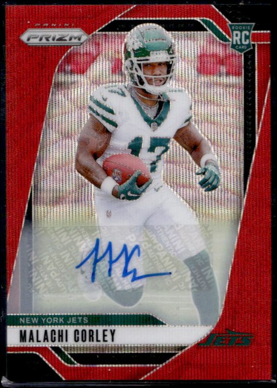 Malachi Corley 2024 Prizm #369 Base Autographs - Red Wave /149 Rookie RAW