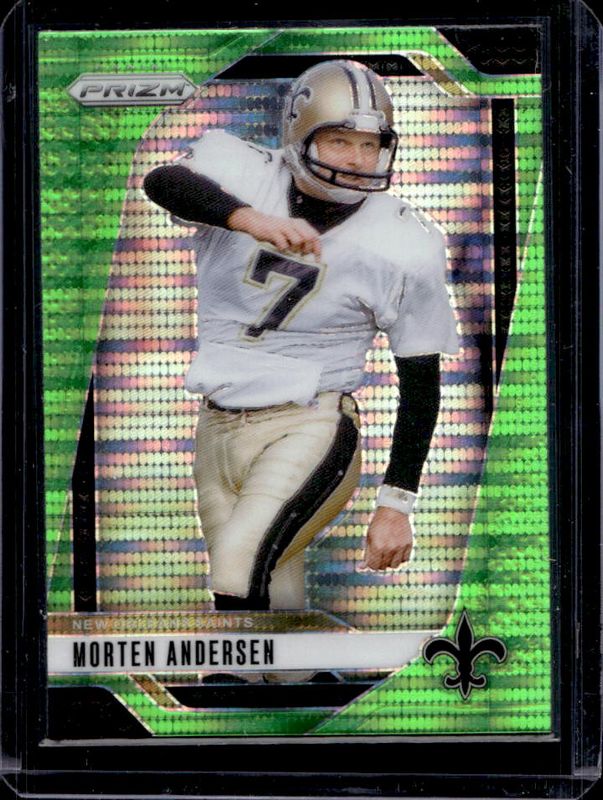 Morten Andersen 2024 Prizm #211 Neon Green Pulsar RAW