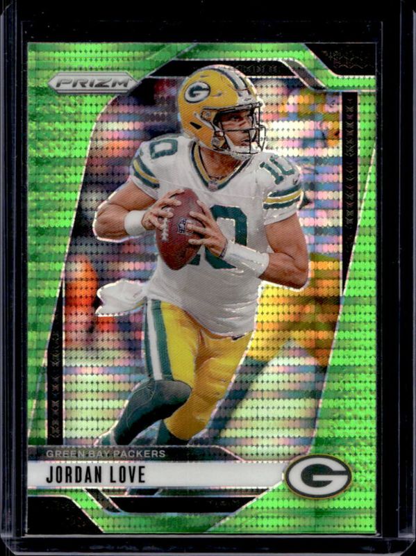 Jordan Love 2024 Prizm #101 Neon Green Pulsar RAW