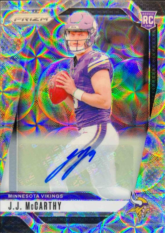 JJ McCarthy 2024 Prizm #400 Base Autographs - Choice /100 Rookie RAW