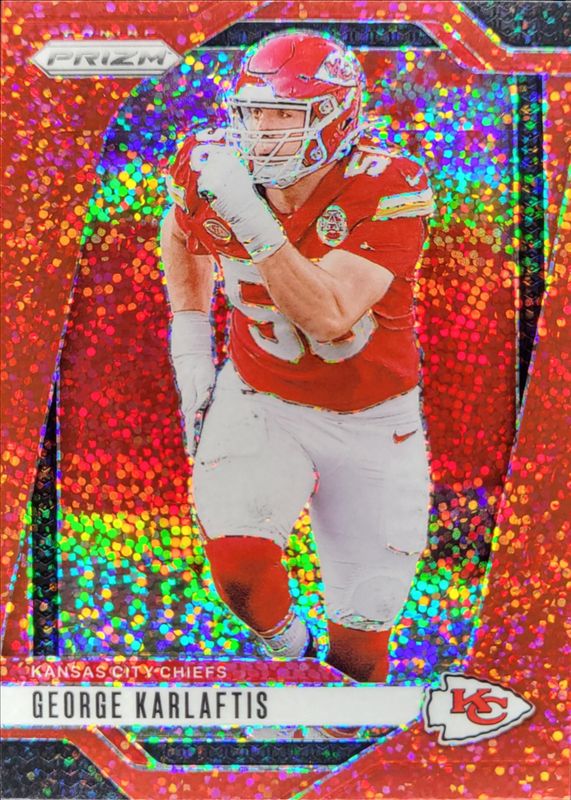 George Karlaftis 2024 Prizm #142 Red Sparkle /(SSP) RAW