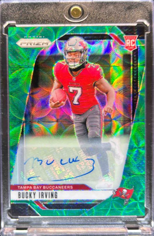 Bucky Irving 2024 Prizm #316 Base Autographs - Green Scope /75 Rookie RAW