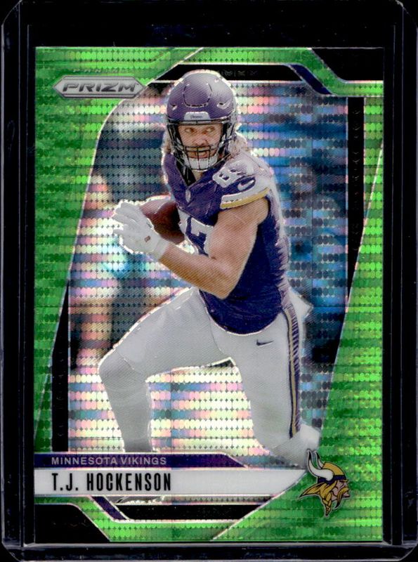 TJ Hockenson 2024 Prizm #188 Neon Green Pulsar RAW