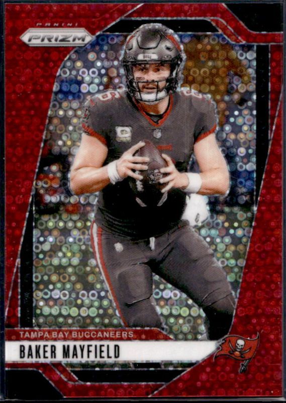 Baker Mayfield 2024 Prizm #268 No Huddle Red /75 RAW