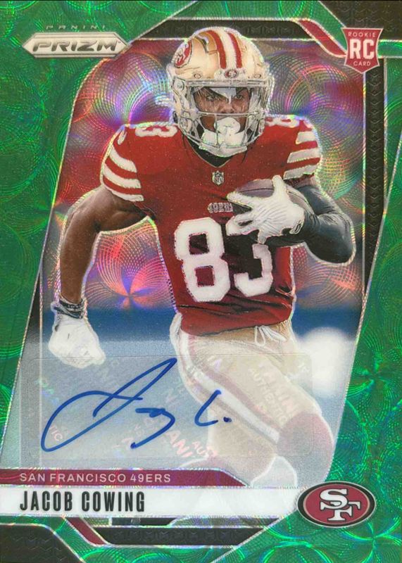 Jacob Cowing 2024 Prizm #335 Base Autographs - Green Scope /75 Rookie RAW