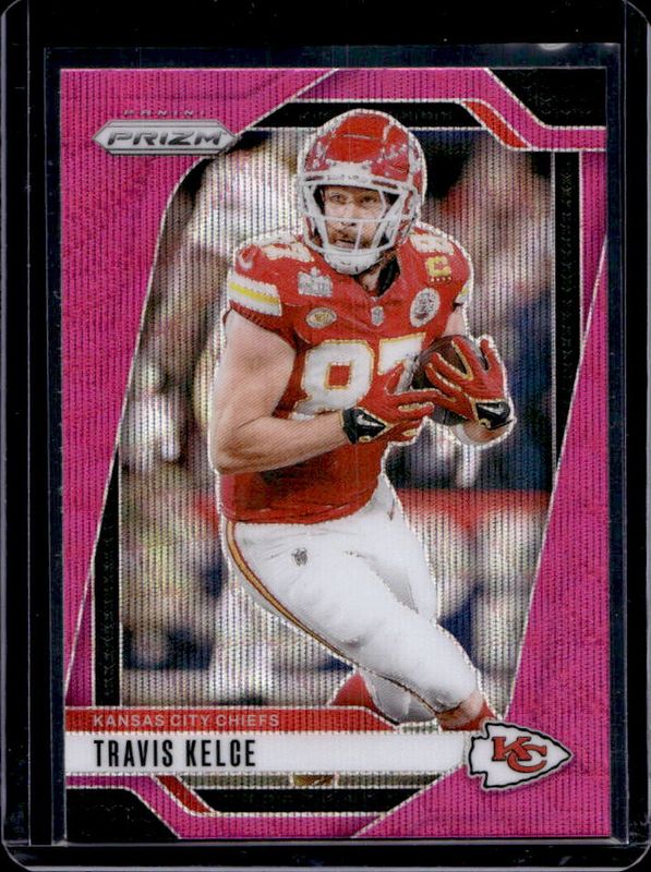 Travis Kelce 2024 Prizm #140 Pink Wave RAW