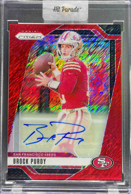 Brock Purdy 2024 Prizm #249 Base Autographs - Red Shimmer /35 RAW