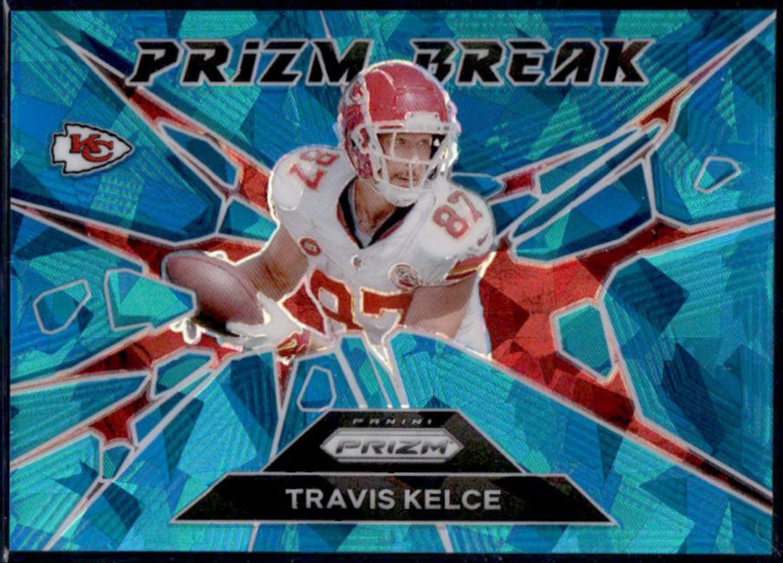 Travis Kelce 2024 Prizm #1 Prizm Break - Blue Ice /99 RAW