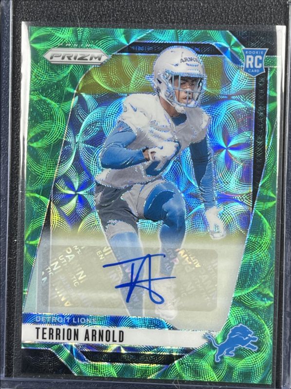 Terrion Arnold 2024 Prizm #389 Base Autographs - Green Scope /75 Rookie RAW