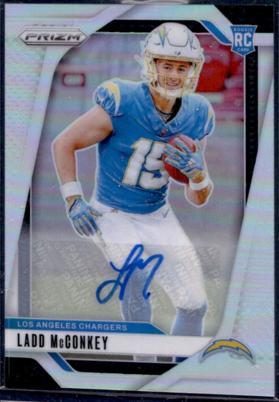 Ladd McConkey 2024 Prizm #365 Base Autographs - Silver Rookie RAW