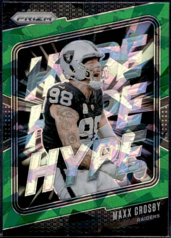 Maxx Crosby 2024 Prizm #9 Hype - Green Ice RAW