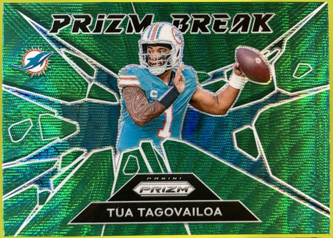 Tua Tagovailoa 2024 Prizm #10 Prizm Break - Green Wave RAW