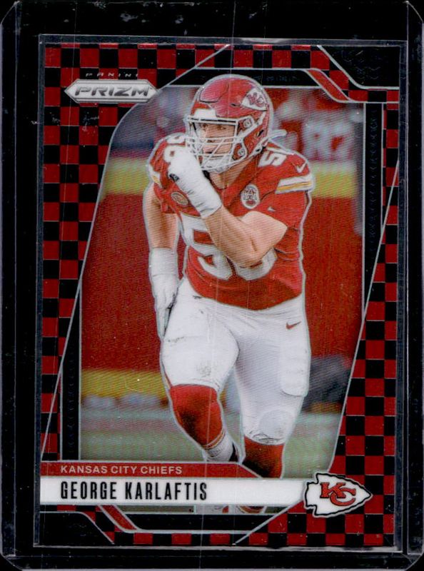 George Karlaftis 2024 Prizm #142 Black & Red Checker /(SSP) RAW