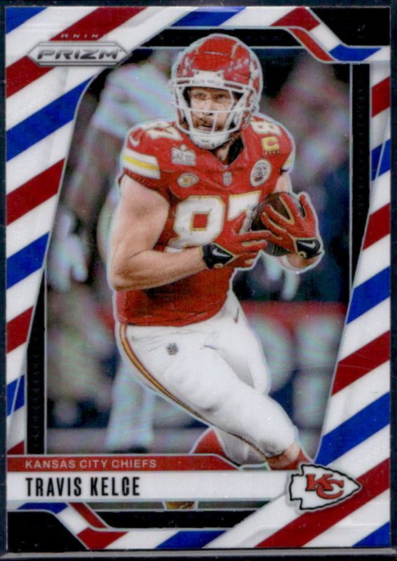 Travis Kelce 2024 Prizm #140 Red White Blue RAW