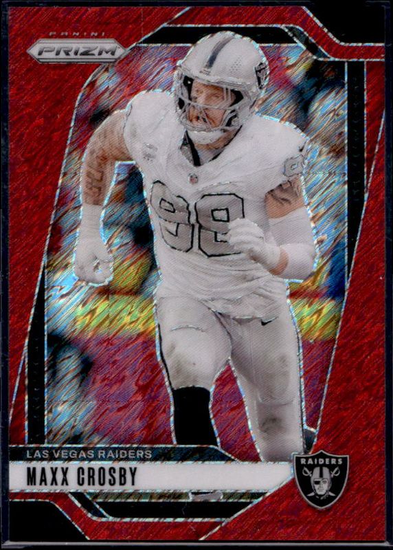 Maxx Crosby 2024 Prizm #152 Red Shimmer /35 RAW