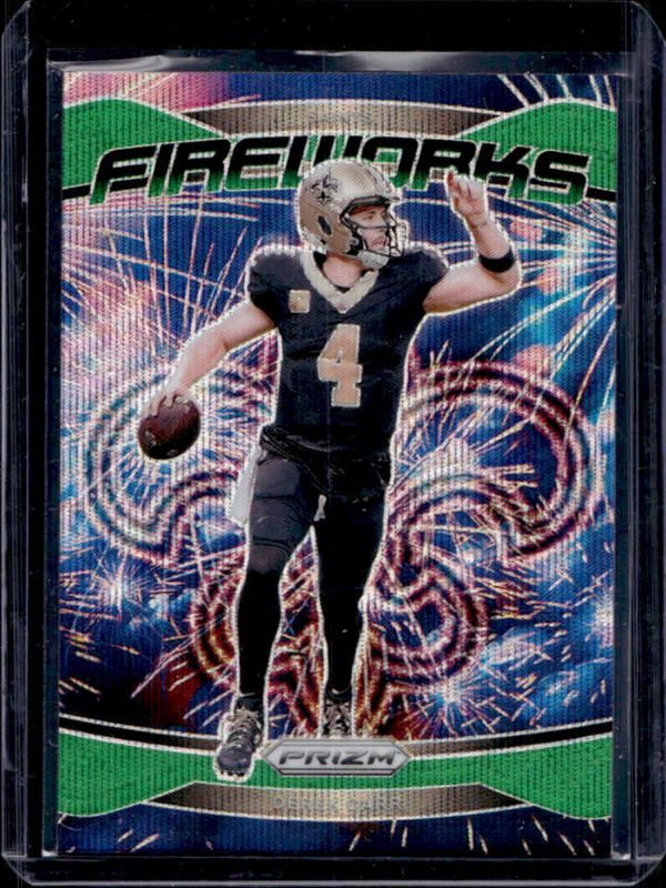 Derek Carr 2024 Prizm #11 Fireworks - Green Wave RAW