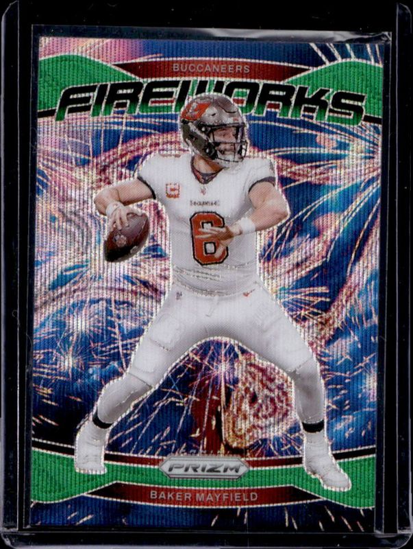 Baker Mayfield 2024 Prizm #6 Fireworks - Green Wave RAW