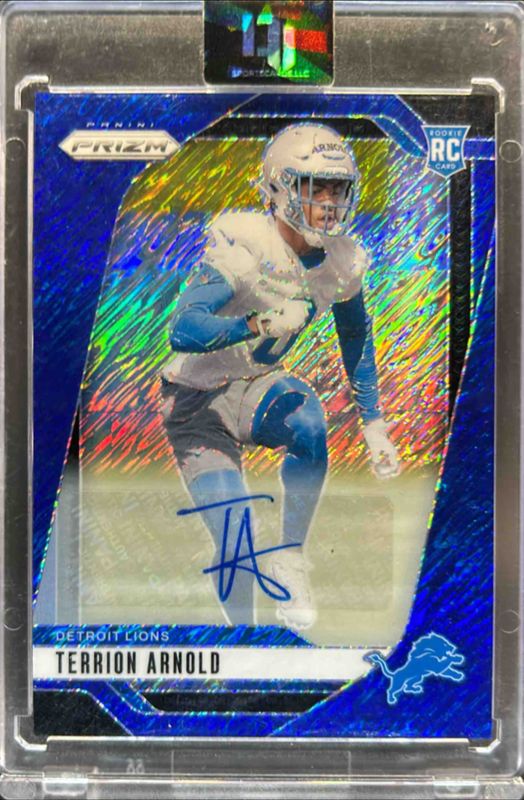 Terrion Arnold 2024 Prizm #389 Base Autographs - Blue Shimmer /25 Rookie RAW